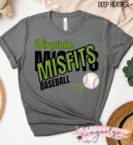 Virginia Misfits -- Bold Text, Speeding Ball, Distressed Text