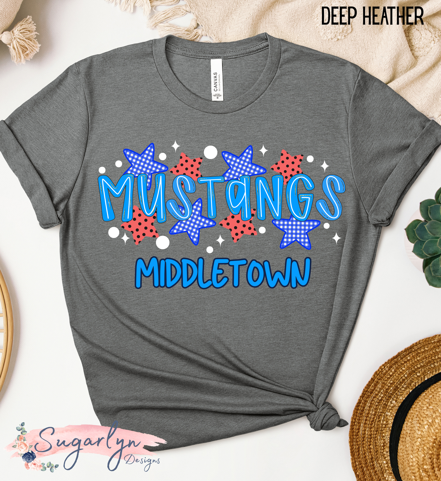 Middletown Mustangs -- Neon Letters & Stars