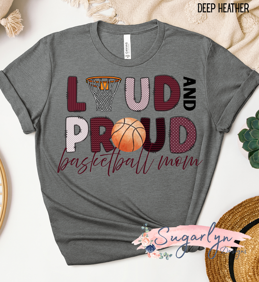 Lound & Proud Basketball Mom -- Maroon/White Doodle Letters