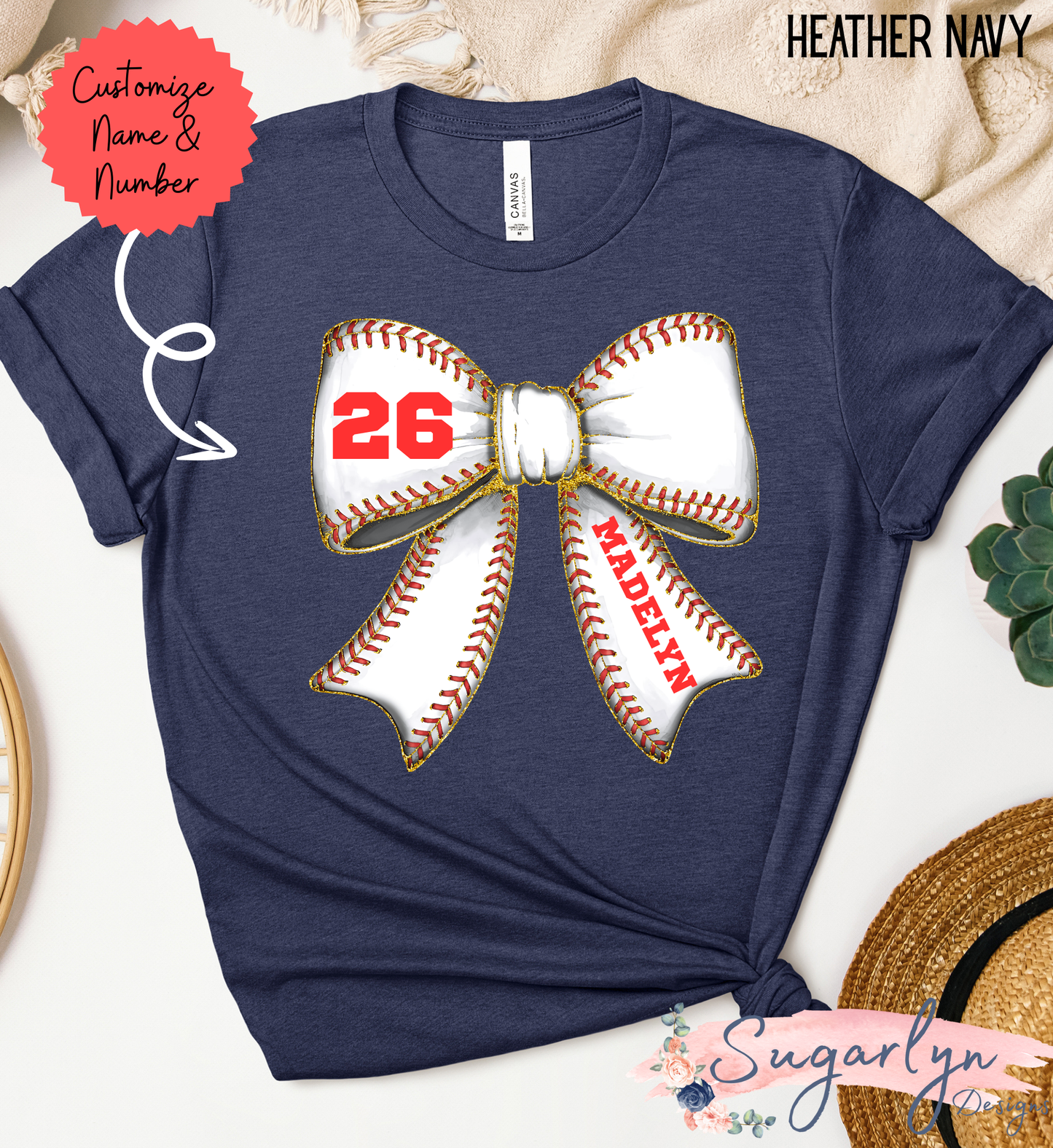 CUSTOM Baseball Bow-- Name/Number