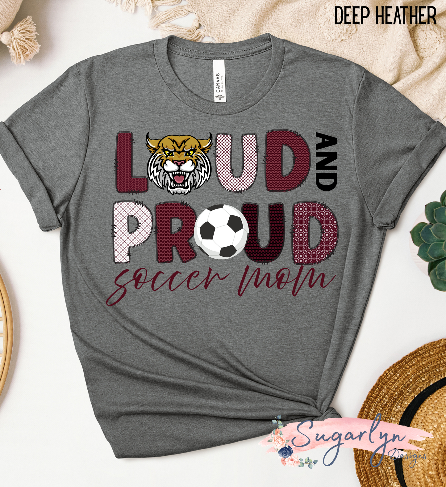 Loud & Proud Soccer Mom - Maroon/White Doodle Letters