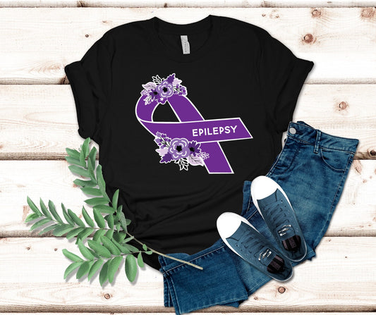 Epilepsy Awareness -- Floral Ribbon