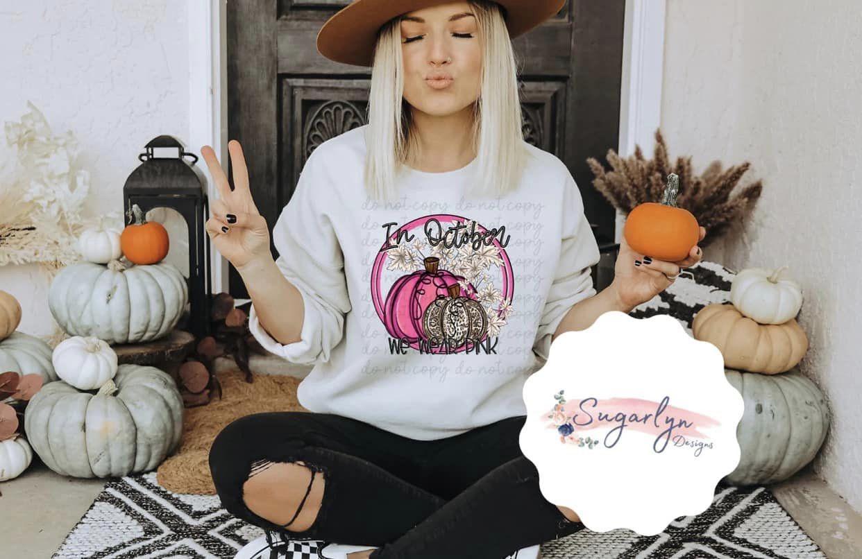 In October We Wear Pink Circle -- Breast Cancer