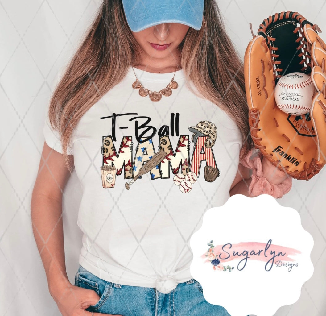 T-Ball Mama with Leopard Baseball Letters