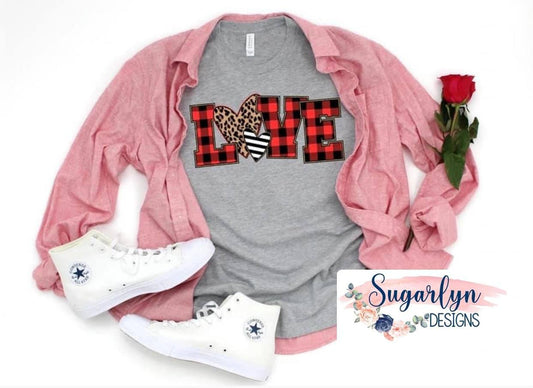 LOVE with Buffalo Plaid & Leopard Heart