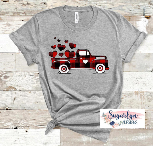 Buffalo Plaid Truck with Hearts