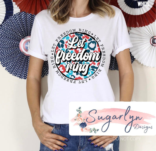 Let Freedom Ring Leopard Circle Word Art