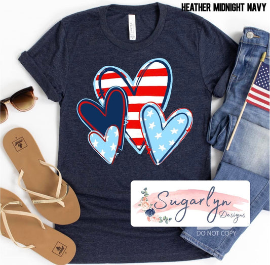Red, White & Blue Hearts