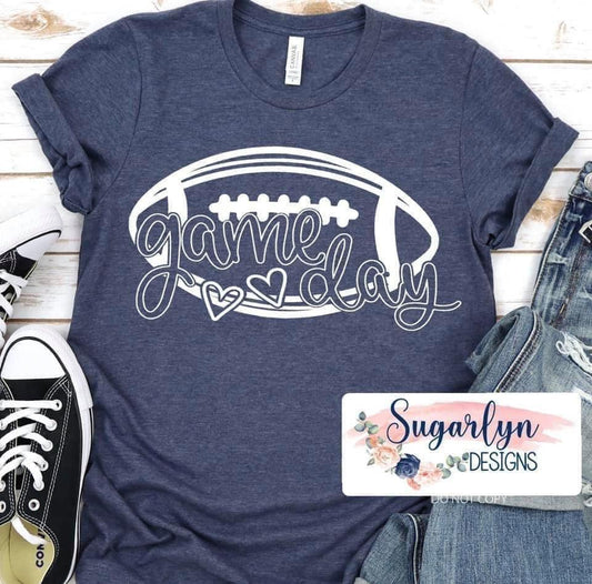 Game Day Football Hearts -- White