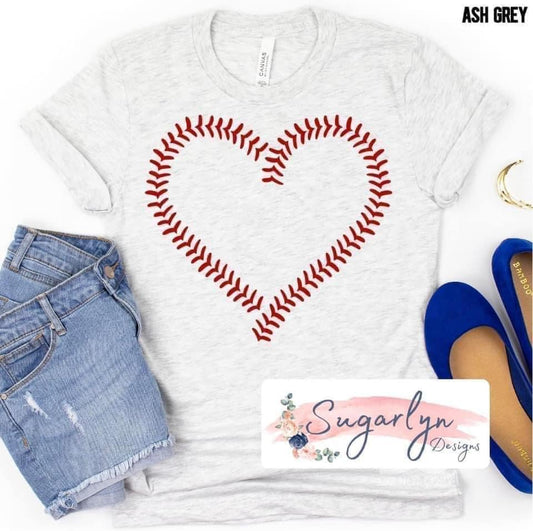 Baseball Lace Heart -- Red