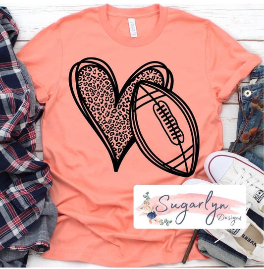 Leopard Heart and Football -- Black