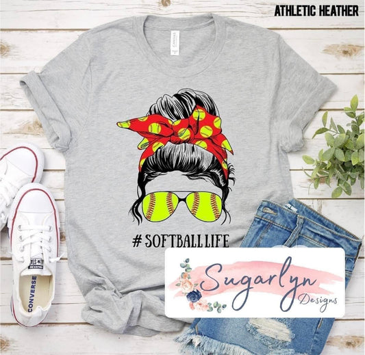 Softball Life Messy Bun