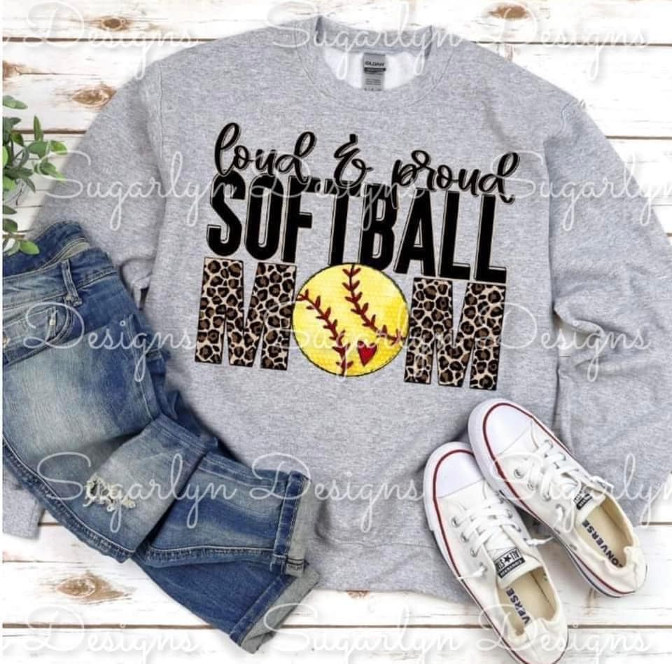 Loud & Proud Softball Mom -- Leopard