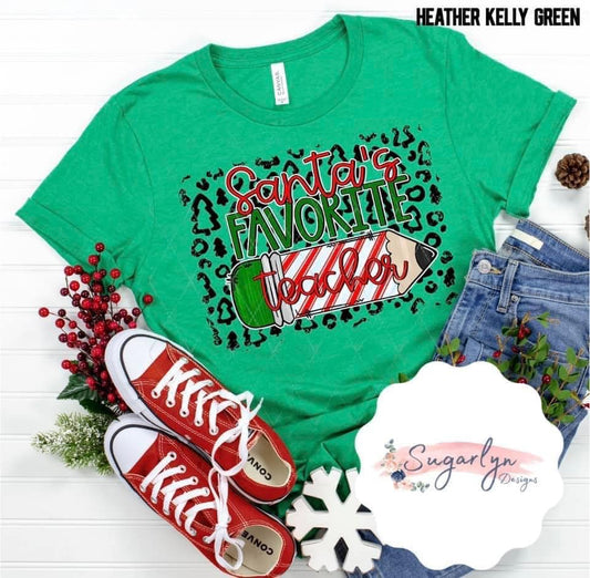Santa's Favorite Teacher -- Pencil & Leopard Background