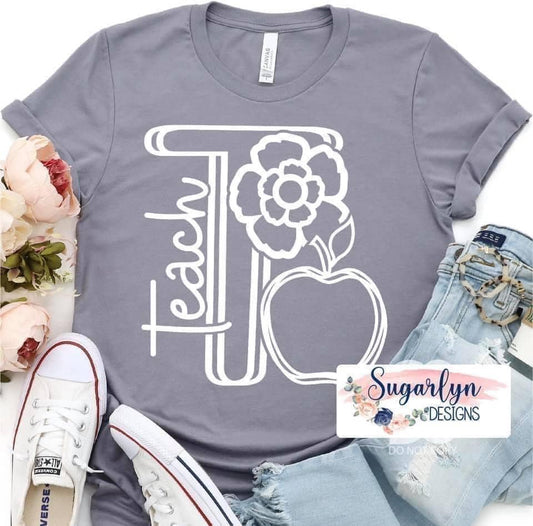 Teach with Apple & Flower -- White