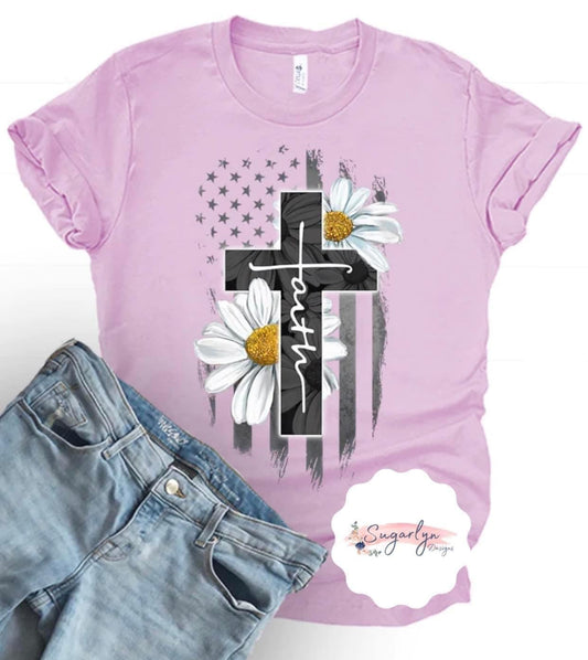 Faith Cross & American Flag