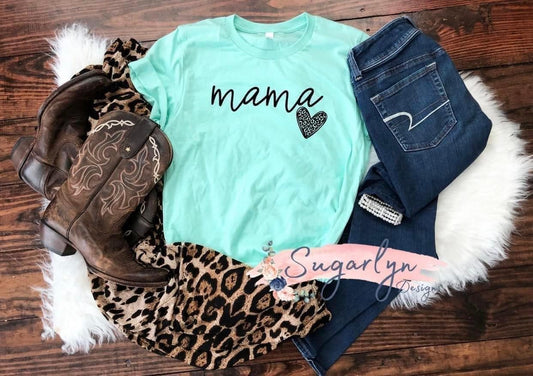Mama Leopard Heart -- Black