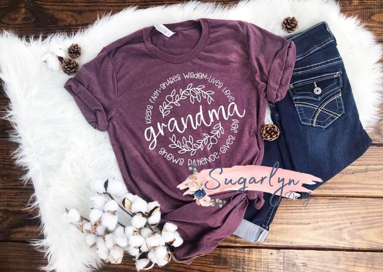 Grandma Circle Word Art -- White