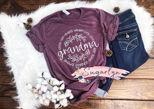 Grandma Circle Word Art -- White