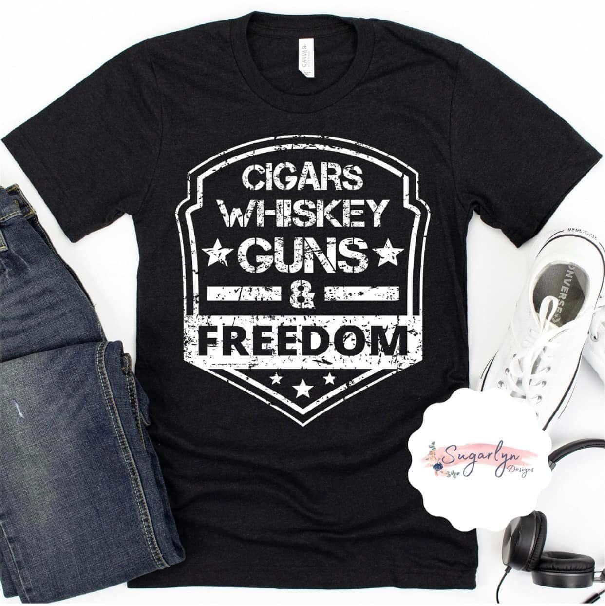 Cigars, Whiskey, Guns & Freedom -- White