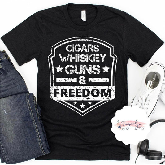 Cigars, Whiskey, Guns & Freedom -- White