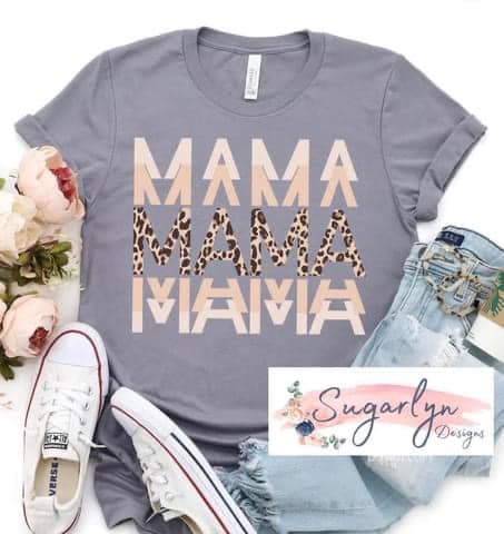 Stacked Mama Word Art -- Leopard