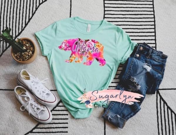 Floral Watercolor Mama Bear