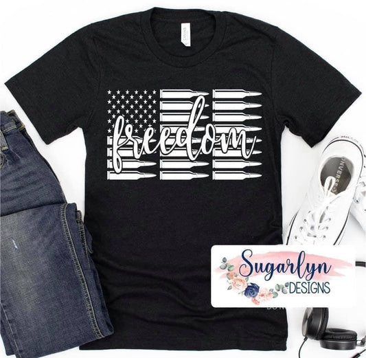 Freedom American Flag with Bullets -- White