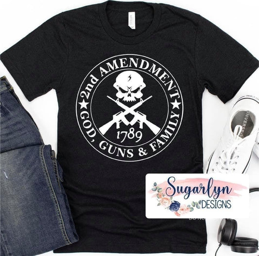 2nd Amendment Skull Circle -- White