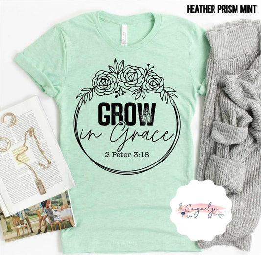 Grow in Grace Floral Circle -- Black