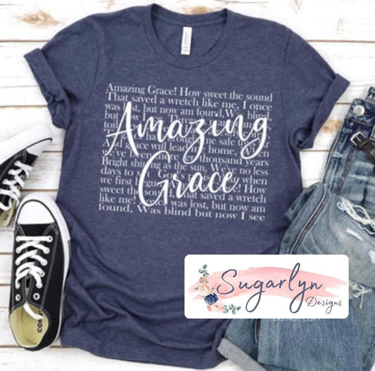 Amazing Grace Typography -- White