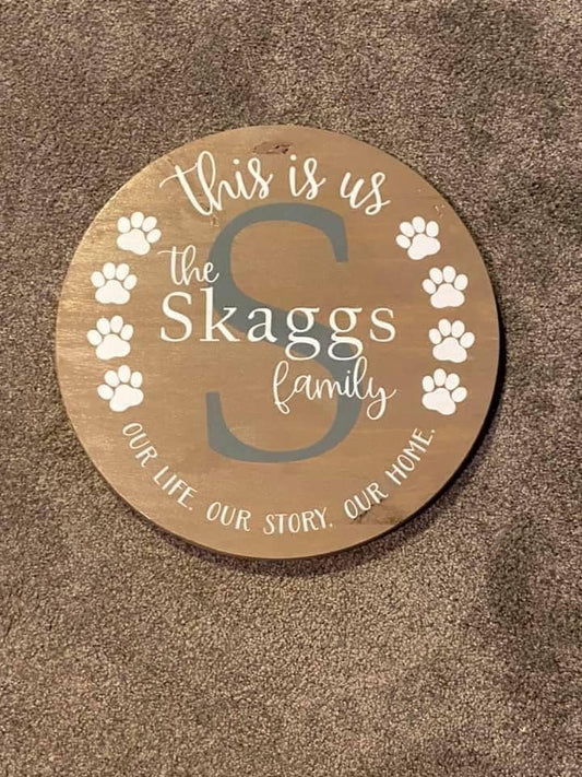 This Is Us with Paw Prints -- Door Sign