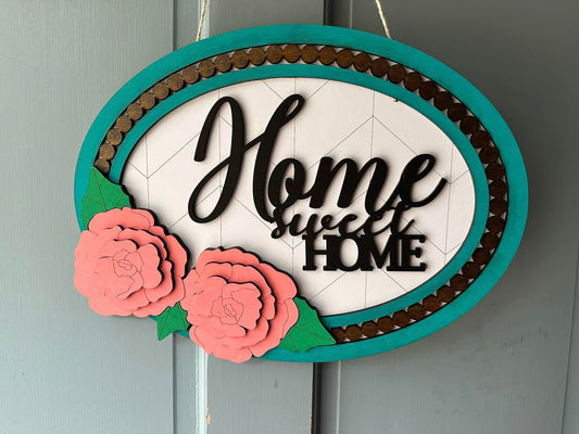 Peony Home Sweet Home -- Door Sign