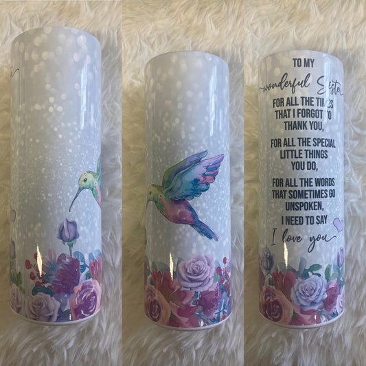To My Sister Hummingbird 20 oz. Tumbler