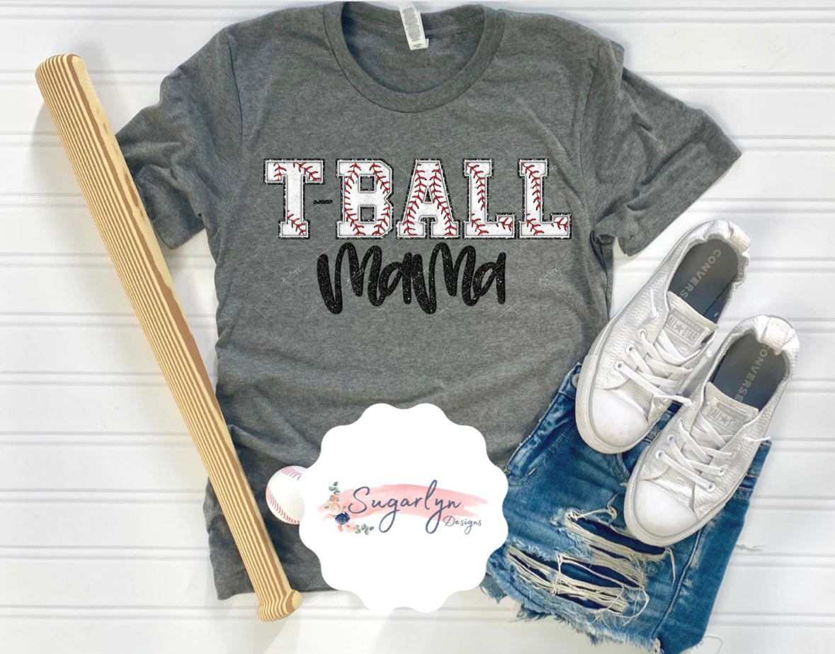 T-Ball Mama with Baseball Letters