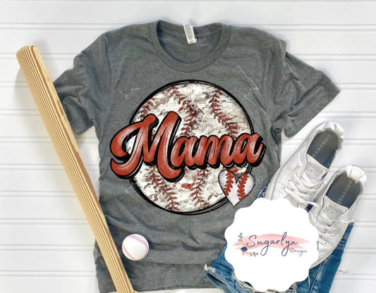 Baseball Mama with Distressed Baseball