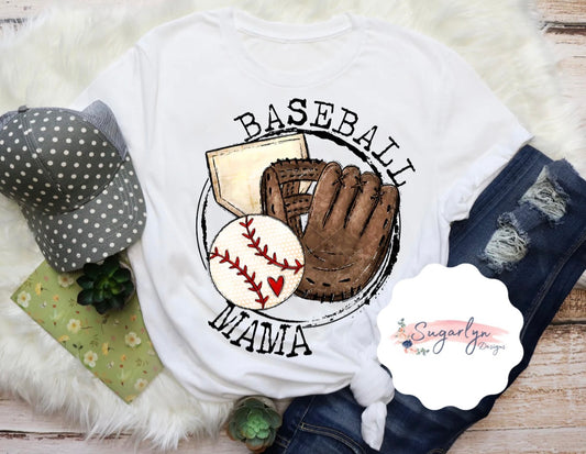 Baseball Mama with Baseball, Glove & Home Plate