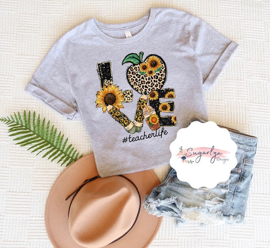 LOVE Teacher Life -- Sunflowers & Leopard