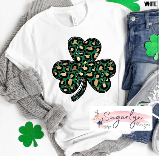 Three Leaf Clover Green with Leopard