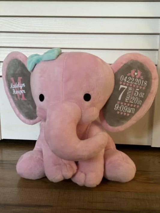 Birth Stat Personalized Elephant